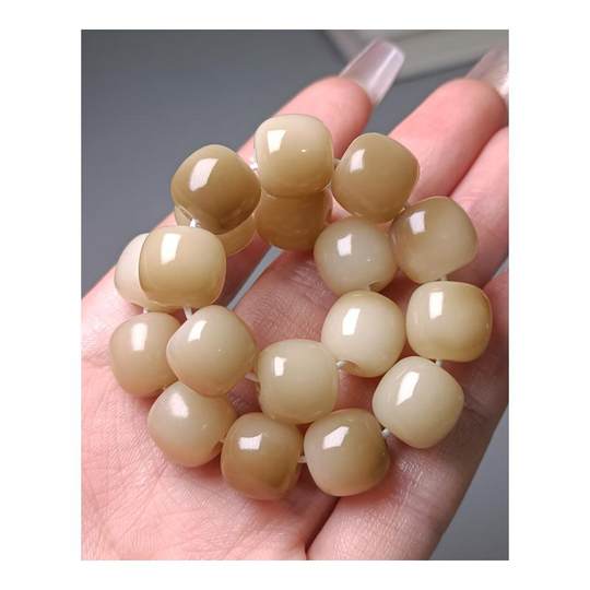 Градиентный белый нефритовый браслет с корнем Бодхи, обертывающий палец, бусины из Джохора