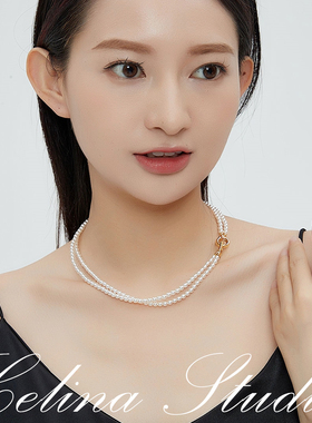 双环相扣项链Celina施家珍珠
