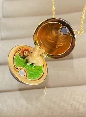 复活节彩蛋吊坠知更鸟兔子珐琅彩可打开项链个性礼物