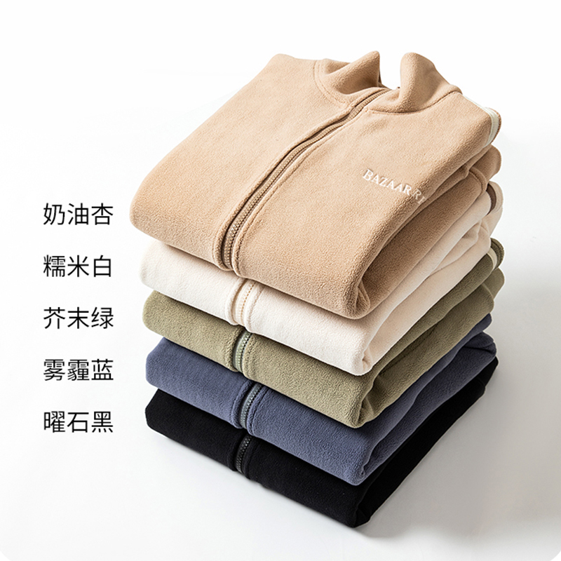 BAZAAR RED芭莎紅防風熱絨衣男女同款休閑舒適百搭保暖搖粒絨外套_BAZAARRED服飾旗艦店_女裝_女士精品