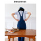 Twosweet waist overalls trousers ແອວສູງເພື່ອຫຼຸດຜ່ອນອາຍຸ