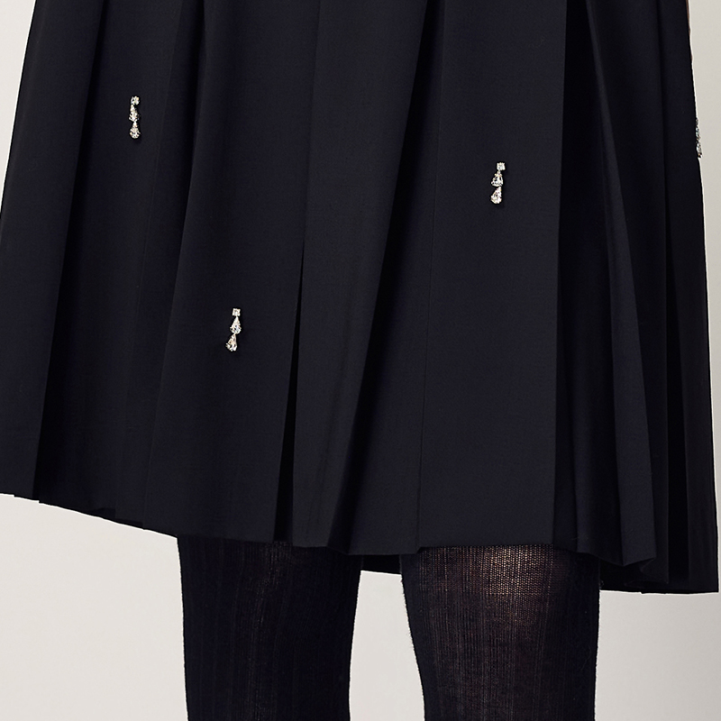 【绵羊毛】JASON WU2025秋冬新款百搭设计感钉钻百褶裙半身裙裙子 - 图3