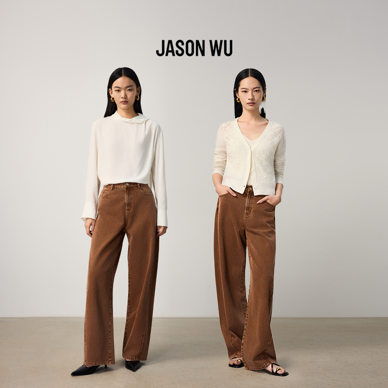 JASON WU2025秋季新款纯色直筒宽松显瘦休闲通勤香蕉牛仔裤裤子女 - 图2