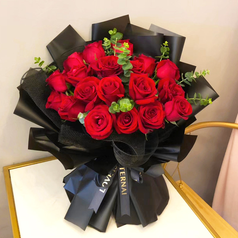 烫金包花束缎带涤纶鲜花包装带英文字母螺纹丝带扎花绑带花艺材料