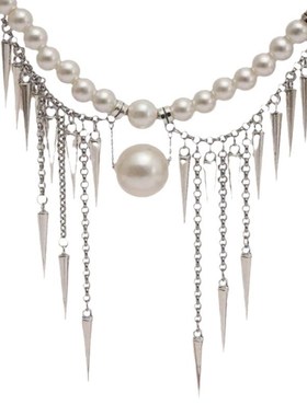 轻奢小众个性铆钉l流苏珍珠项链女潮酷时尚气质设计高级感锁骨链