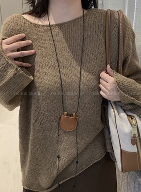 挂脖迷你小包~2024早秋毛衣链凹造型极简穿搭设计感月牙包项链女