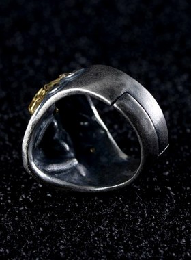 纯银幸运女神戒指纯手工制作银戒指男款创意个性霸气复古堤喀银饰