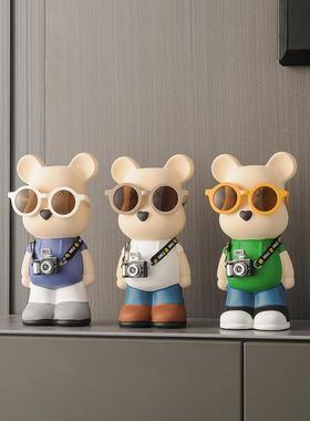 暴力熊存钱罐卡通创意现代客厅网红装饰品简约家居电视柜陶瓷摆件