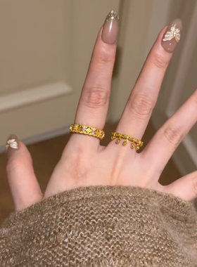 EARMOON 古法仿紫水晶摇铃戒指女轻奢高级感小众独特精致时尚戒指