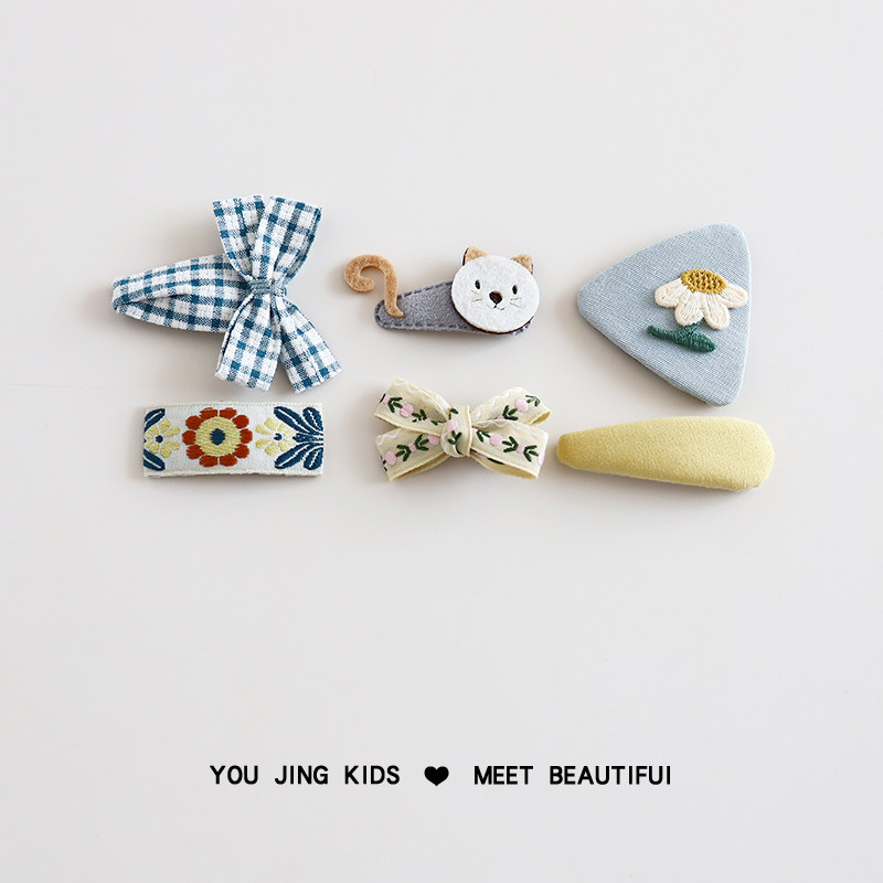 韩系可爱儿童发夹女童猫咪刘海夹发卡小女孩清新边夹布艺百搭头饰,淘宝优惠券,粉丝福利购,淘宝优惠卷