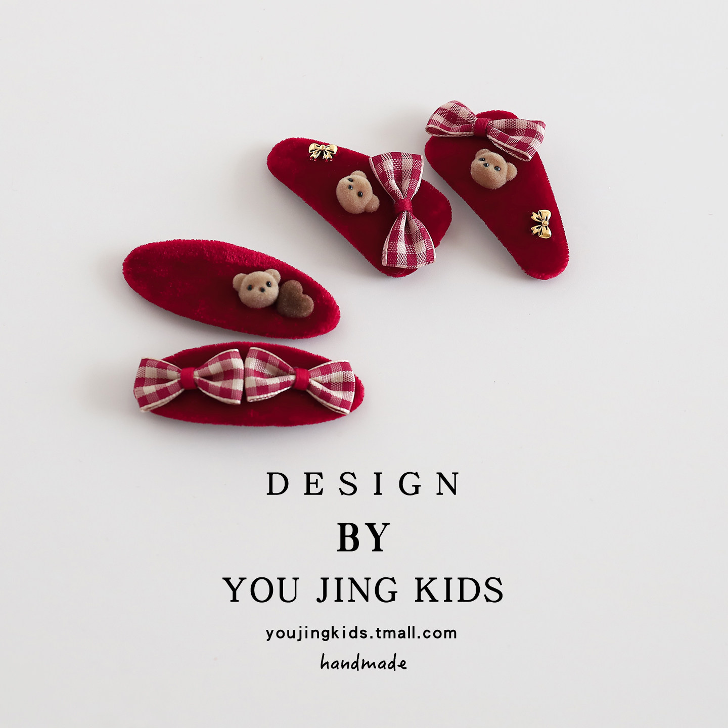 红色新年儿童蝴蝶结发夹女童丝绒BB夹发卡女孩节日可爱刘海夹头饰,淘宝优惠券,粉丝福利购,淘宝优惠卷