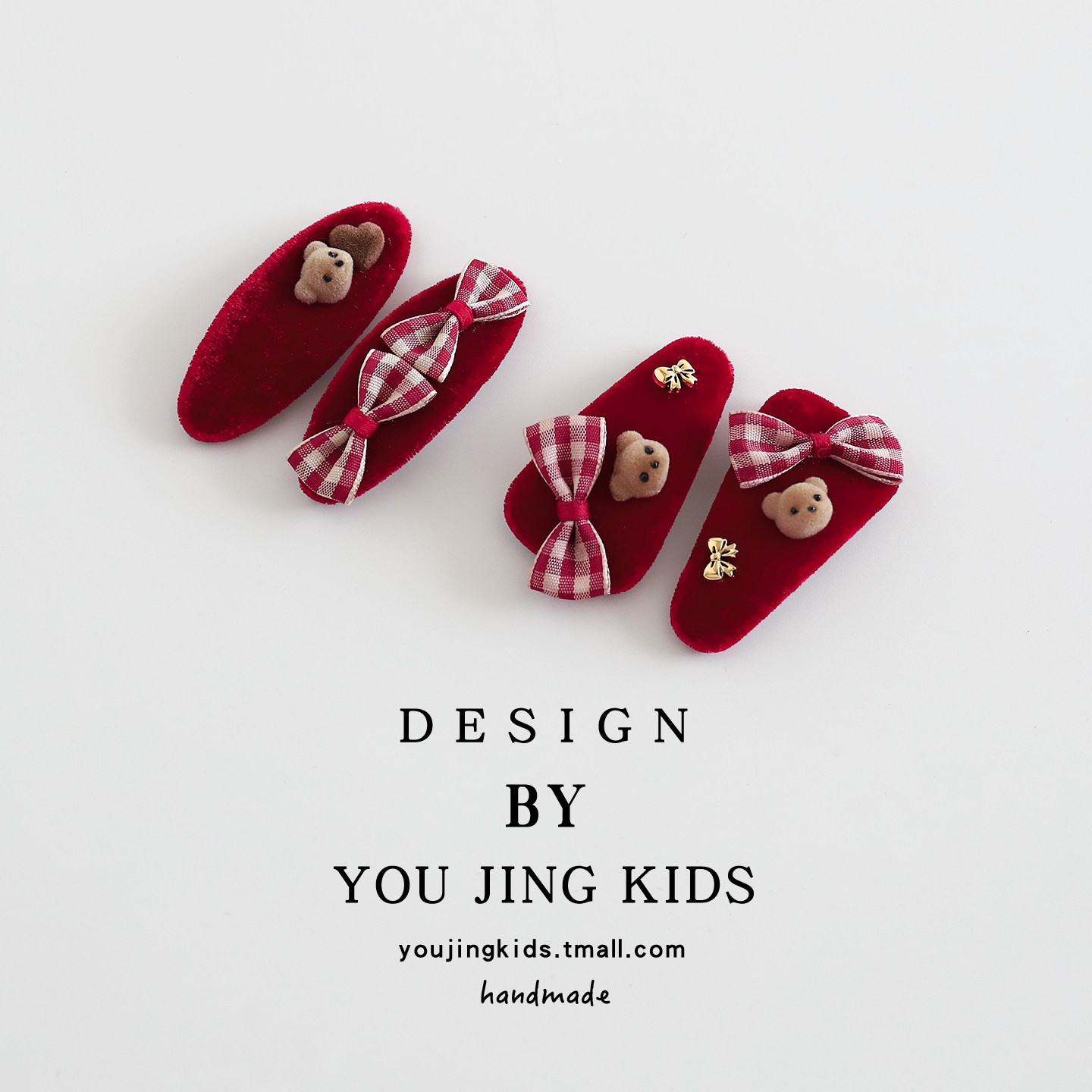 红色新年儿童蝴蝶结发夹女童丝绒BB夹发卡女孩节日可爱刘海夹头饰,淘宝优惠券,粉丝福利购,淘宝优惠卷