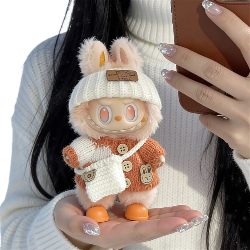 一二三代la布布毛衣套装娃衣前方高能站姿玩偶搪胶钩织橙色三件套,淘宝优惠券,粉丝福利购,淘宝优惠卷