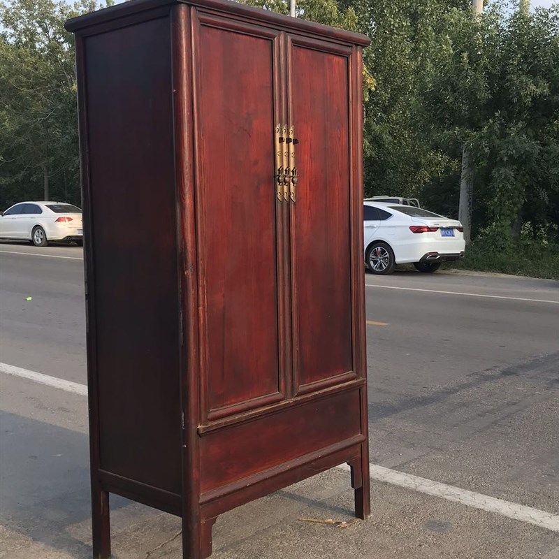 老榆木衣柜老旧物件新中式旧木柜子老衣橱旧边柜民国老储物柜怀旧 - 图0