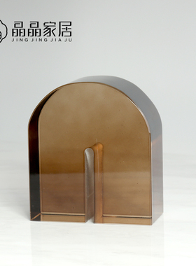 现代霓虹拱形几何轻奢彩色水晶有机玻璃装饰书档柜客厅磨砂小摆件