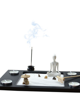 新中式禅意创意枯山水烛台摆件中式家居酒店茶室玄关样板房工艺品