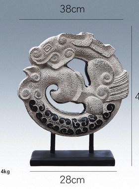 新中式仿古水泥祥云柱创意玄关转运落地装饰摆件仿石柱拴马桩底座