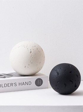 现代简约几何圆球摆件黑白蓝色客厅书柜子陈设样板房售楼部装饰品