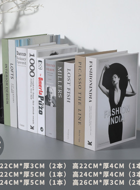 样板房书房饰品书架软装工艺品挂画书挡假书道具装饰摆件简约现代