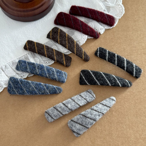 韩版秋冬撞色斜纹发夹边夹侧边对夹2025新款高端刘海夹女发卡夹子 - 图1