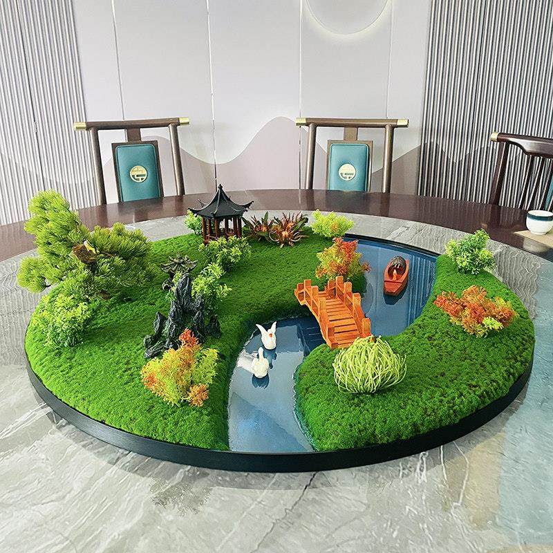 餐桌中间景观摆件大圆桌转盘摆花沙盘造景酒店装饰台面仿真桌花,淘宝优惠券,粉丝福利购,淘宝优惠卷