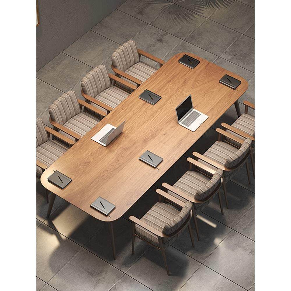 简易实木会议桌长桌简约现代定制长条桌子工作台大板办公桌椅组合