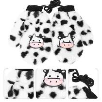 Cow Gloves Cartoon Mitten Plush Womens Gift Furry Kids