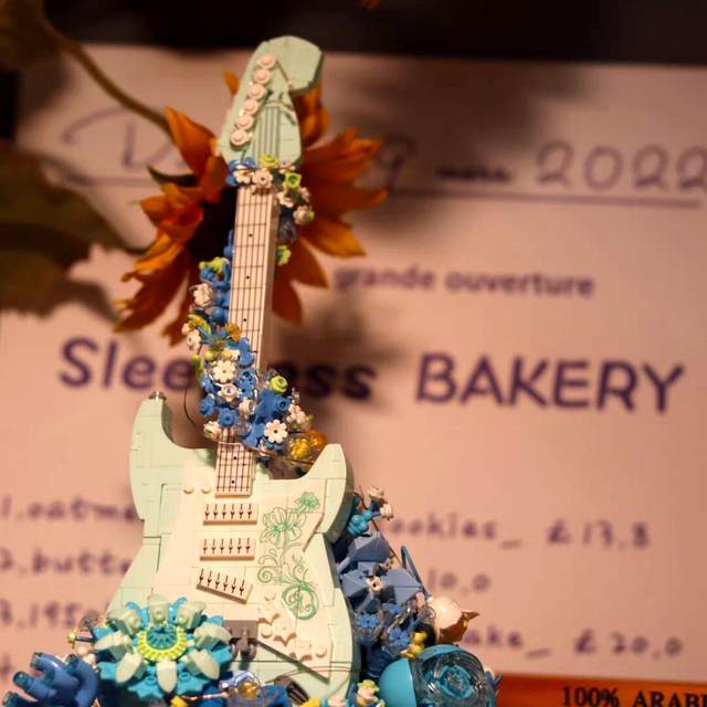 Guitar building blocks bouquet small particles girl