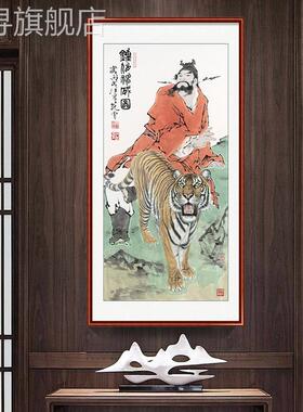 新款天师钟馗玄关装饰画钟魁神像画像镇宅中堂镇邪伏魔图国画壁画