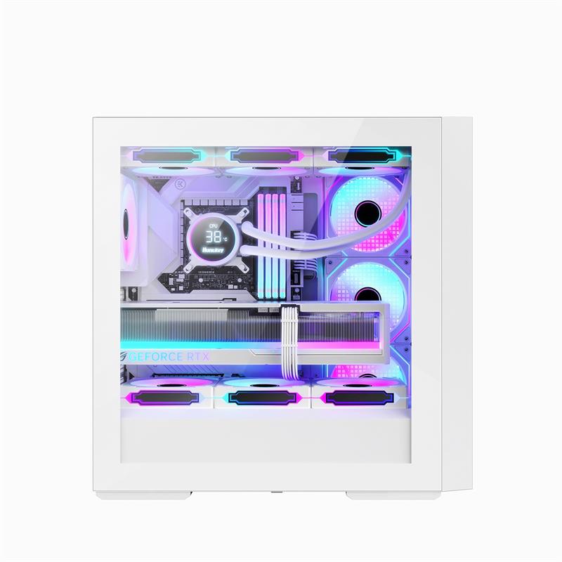 航嘉机箱GS680C/G63战戟电脑台式机侧透明白色海景房360水冷matx