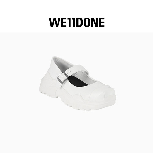 【联名款】WE11DONE25秋冬新品白色女款玛丽珍鞋可调节方头鞋 - 图2