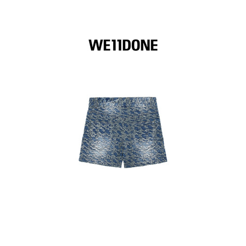 WE11DONE男士脱线牛仔短裤 - 图3