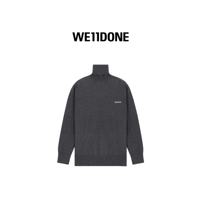 WE11DONE中性男女同款胸前提花logo高领针织上衣打底衫,淘宝优惠券,粉丝福利购,淘宝优惠卷