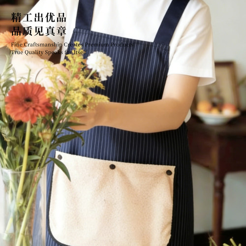 茉白家居可拆卸围裙厨房家用隔油围裙防水防油女加厚擦手巾  MB42 - 图1