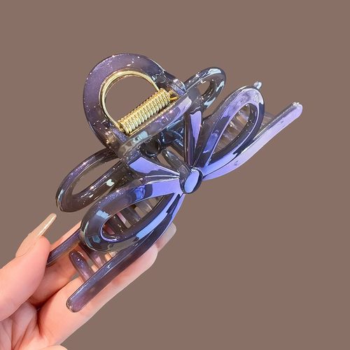 韩国高级感人鱼姬幻彩蝴蝶结大抓夹女后脑勺盘发鲨鱼夹马尾夹发卡 - 图2