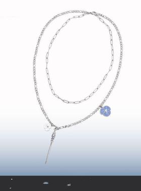 布洛妮娅次生银翼主题项链二次元游戏刻印金属原创小众