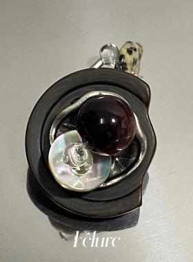 原创小众复古秋冬金属感纽扣戒指