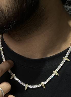 22黑色限定黑豹满锆黑锆石项链