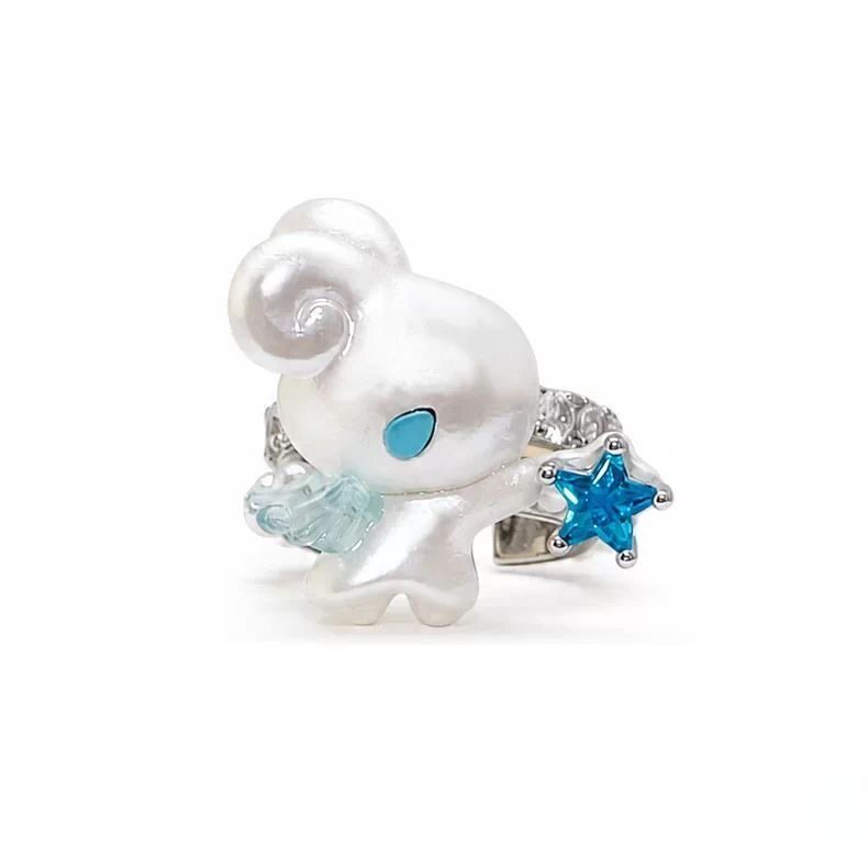 Star Bunny Pearlescent Ring Zircon Pearl Resin Ring
