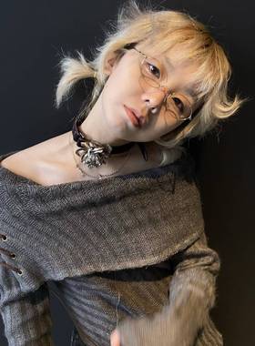 TweeOkay 22aw 凋零花 真皮马毛项圈 可调节 明星同款