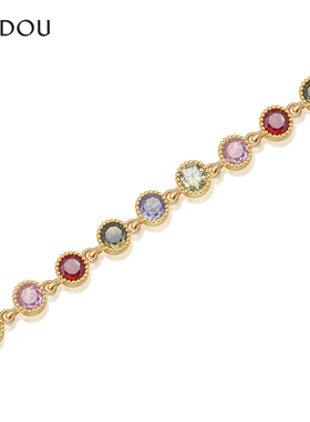 阿吉豆AJIDOU手饰女款多巴胺彩虹手链商场同款小众轻奢手串珠手环