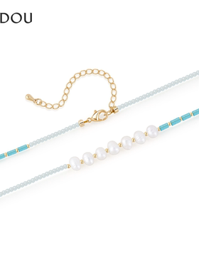 阿吉豆项链珍珠吊坠多巴胺锁骨链