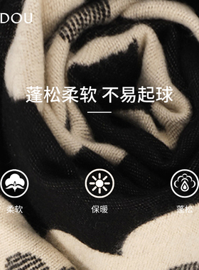 AJIDOU阿吉豆时尚女款休闲保暖围巾秋冬围脖披肩针织潮流配饰毛绒