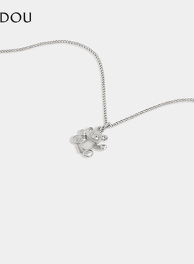 阿吉豆AJIDOU吊坠潮酷可爱小熊项链潮流百搭颈链精致款合金毛衣链