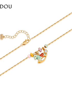 阿吉豆AJIDOU项链女马上有钱锁骨链多巴胺卡通长颈链新款轻奢颈链