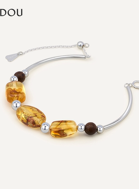 阿吉豆花珀胶囊系列925银手链