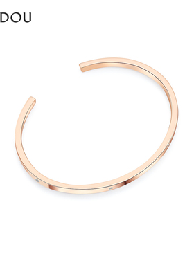 阿吉豆AJIDOU手链女款玫瑰金闪耀手镯几何线条手环高级感气质饰品