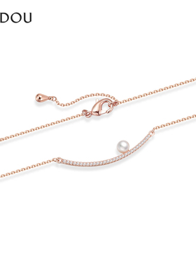 阿吉豆AJIDOU项链女款玫金色微笑锁骨链高级设计感轻奢小众短颈链