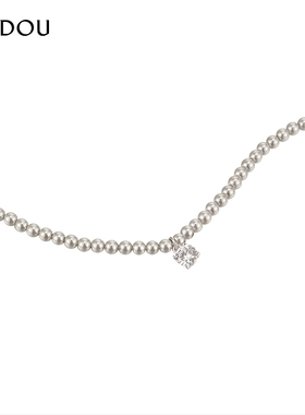 阿吉豆小众设计师款灰珍珠项链