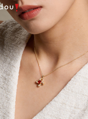 阿吉豆项链女款四叶草镂空锁骨链